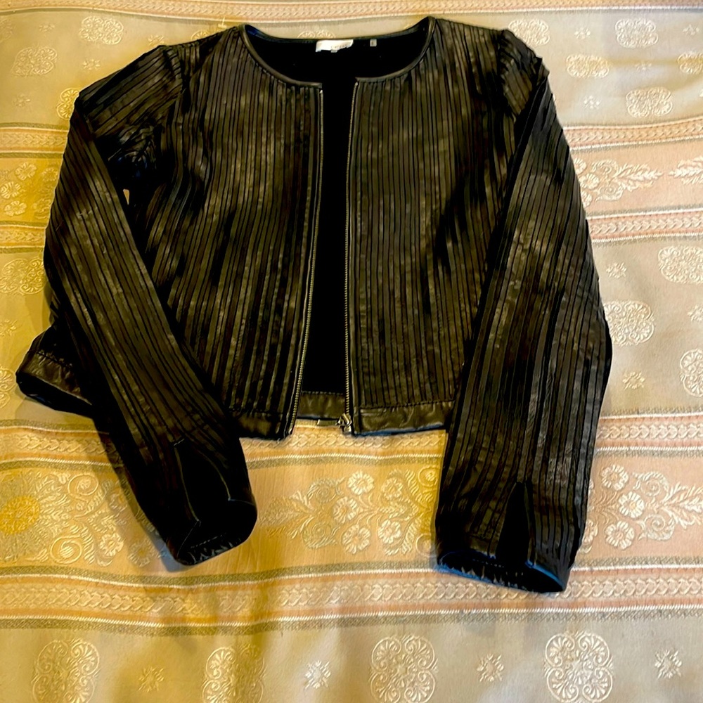 Ecru black leather jacket, size small